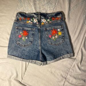 Wild Pair Denim Shorts with Vibrant Floral Accents